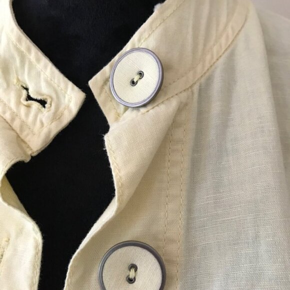 Chicos Women's Blazer/Jacket Pale Yellow Linen Lightweight Big Button Size Small - Picture 6 of 11